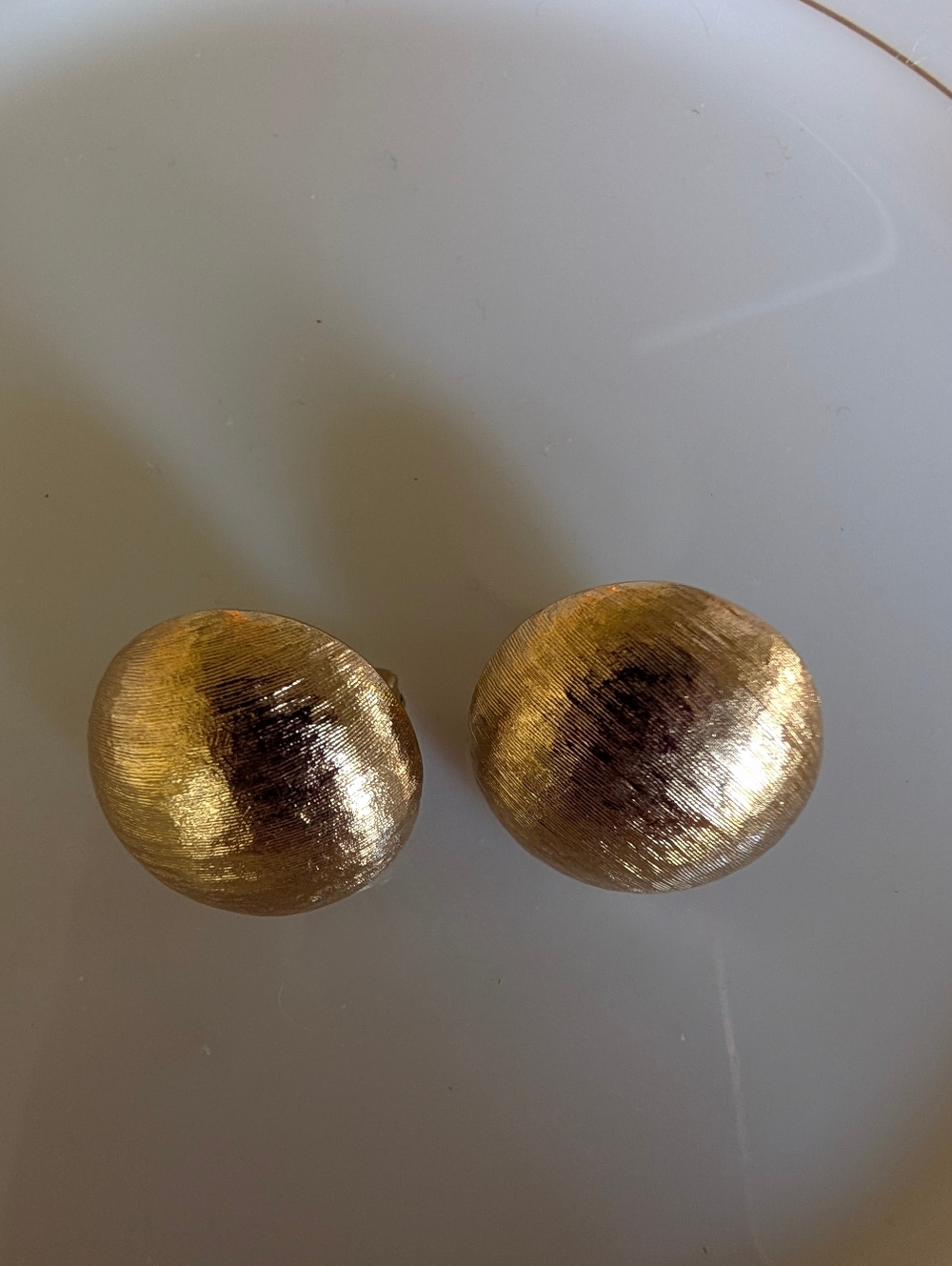 VINTAGE Monet GOLD Button Textured Dome Clip-On Earrings